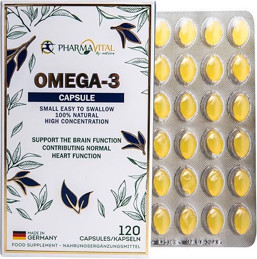 Pharmavital Omega 3 Kapseln hochdosiert aus Deutschland (120 Stück) mit