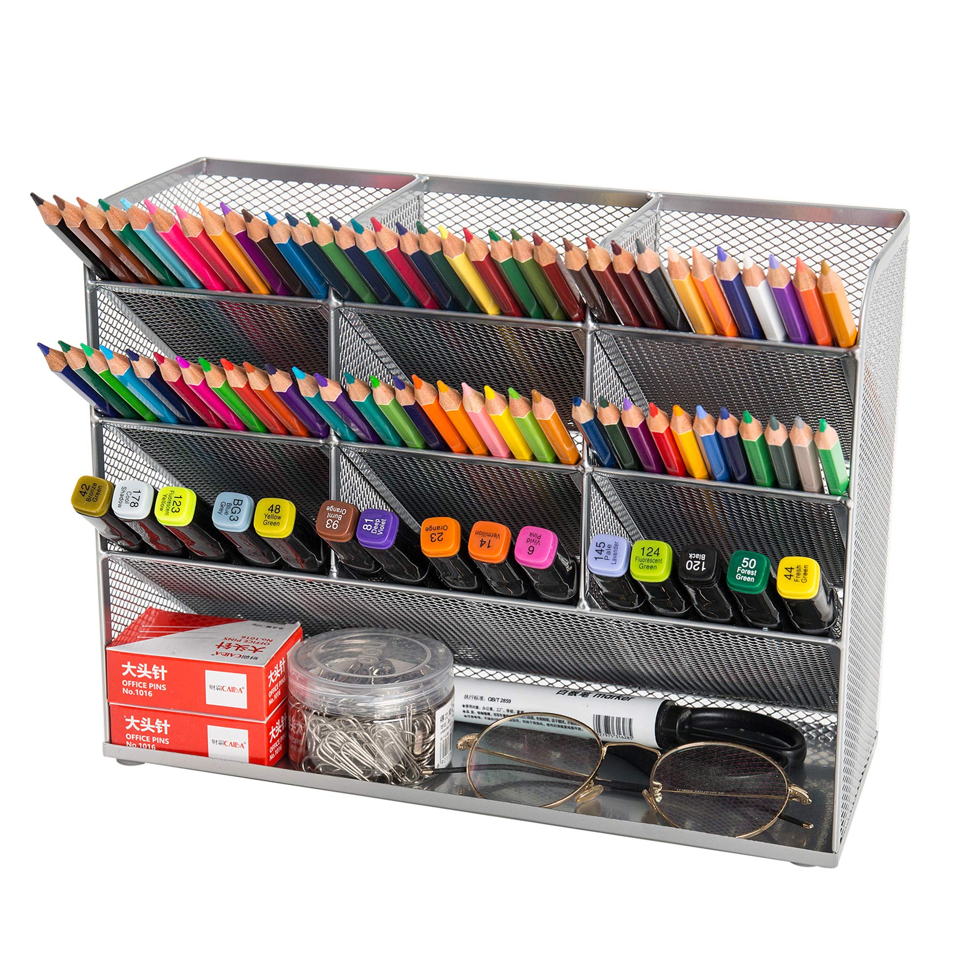 Vikmyer Mesh Desk Organizer Multi-Functional Desktop Stationery Pen Holder Box for Home Office School Supply Storage Rack