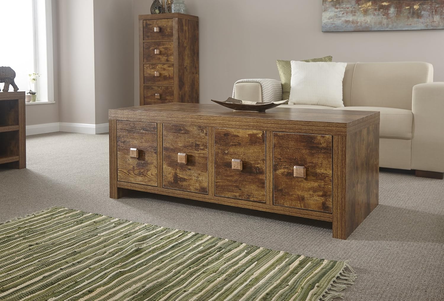 Home Source Particle Board Sturdy Walnut Mango Effect 8 Drawer