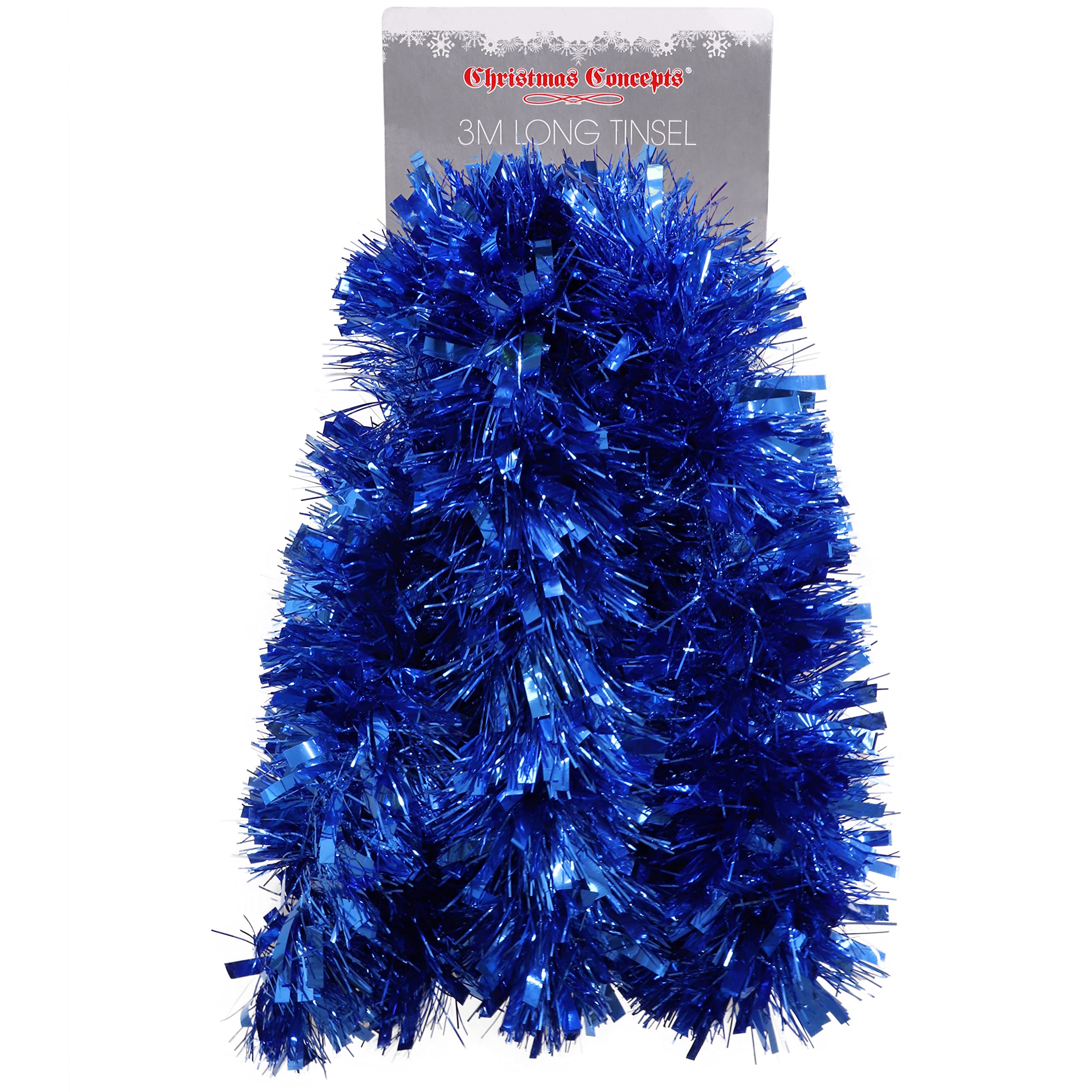 Christmas Concepts® 3m (9.8ft) Chunky/Fine Christmas Tinsel - Christmas Decoration Tinsel (Blue)