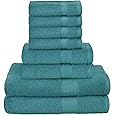 Glamburg Ultra Soft 8-Piece Towel Set - 100% Pure Ringspun Cotton, Contains 2 Oversized Bath Towels 30x54, 2 Hand Towels 16x2