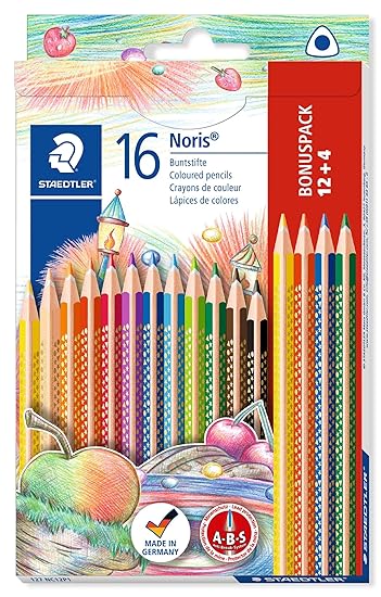 Staedtler Matite Colorate Triangolari Noris Confezione Da 16 Colori Con Tonalità Differenti E Mine Resistenti 127 Nc12p1