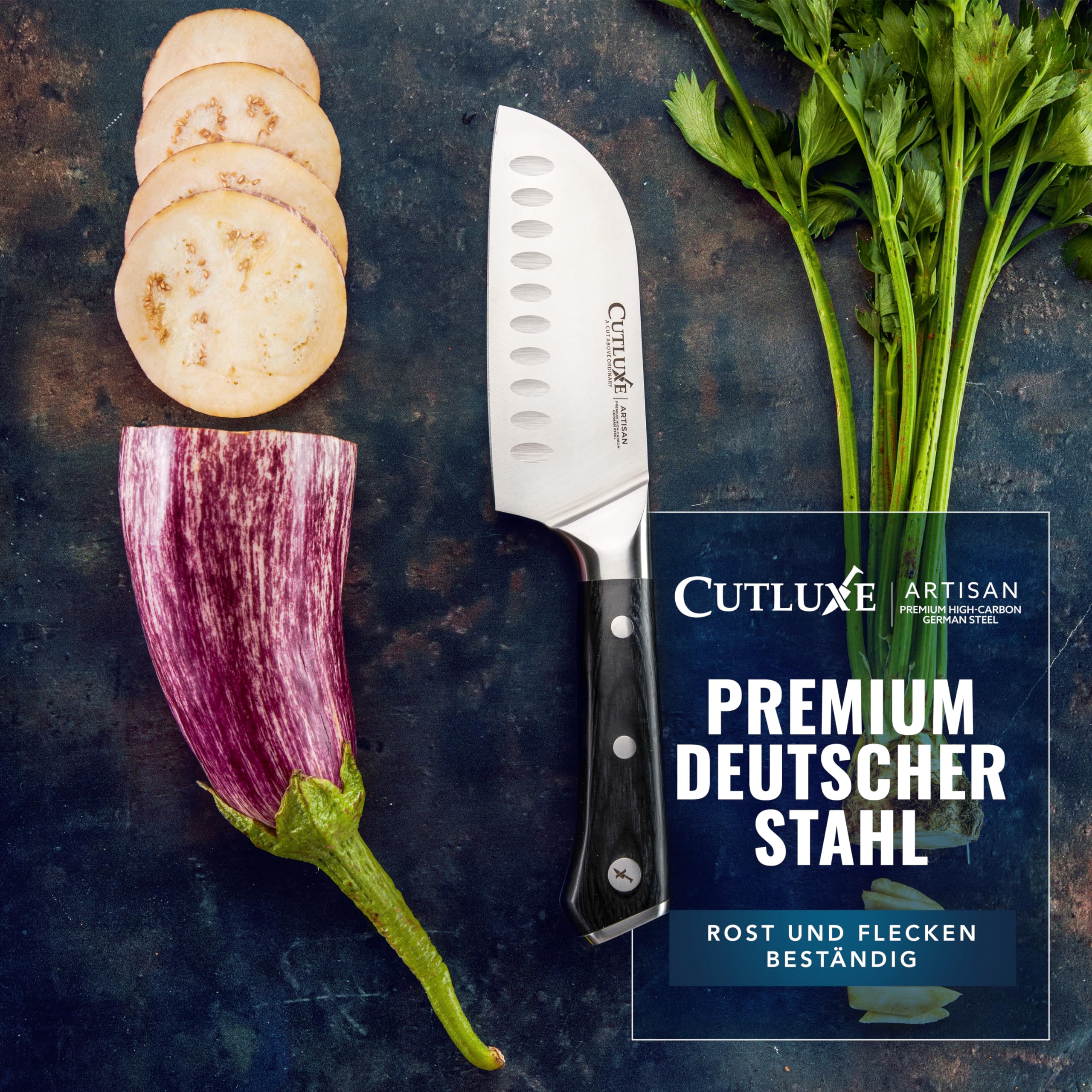 Cutluxe Santoku Messer 13cm – Fischmesser Fleischmesser Sushimesser Küchenmesser – Deutscher Schmiedestahl, Extrem Scharf, Ergonomisches Design 7