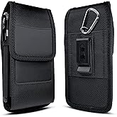 Meilib Cell Phone Belt Case Compatible with iPhone 17 16 16e 15 14 13 12 11 X XS XR (Including Pro Models), Nylon Holster Clip Pouch, ID Card Holder Pocket, Black | with Clip, ID Card Pouch
