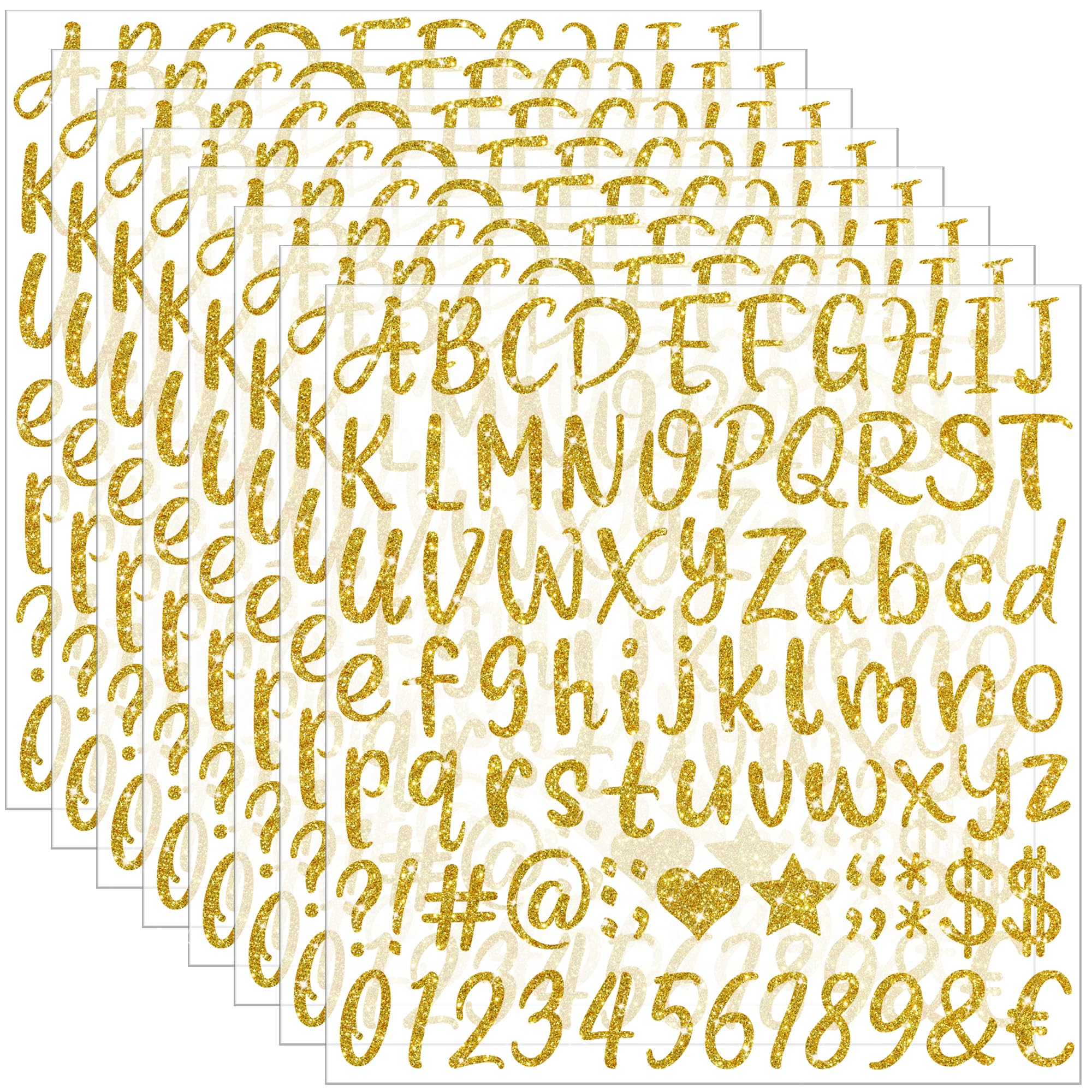 648 PCS Gold Letter Stickers Glitter Alphabet