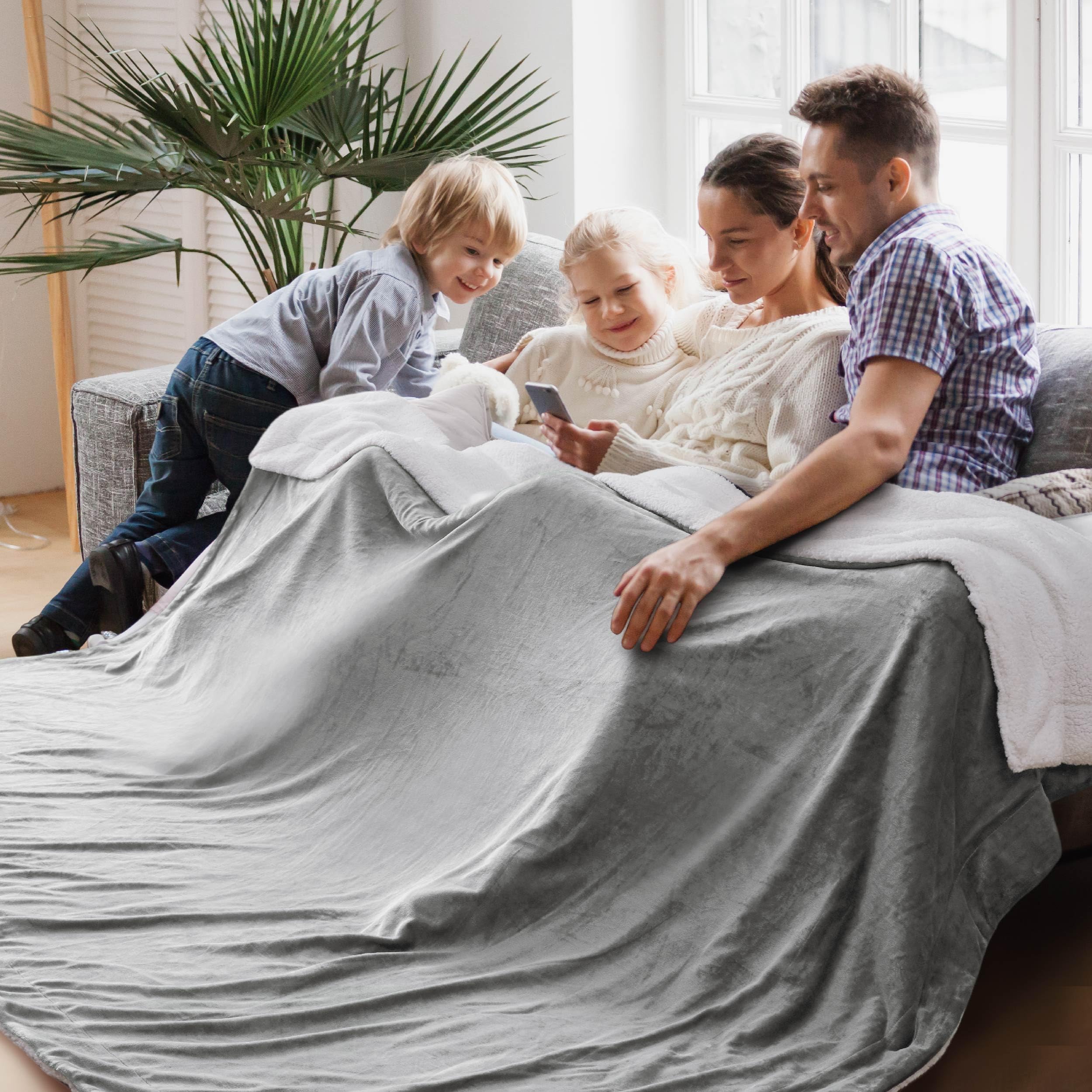 Photo 1 of Bedsure GentleSoft Sherpa Fleece Oversized Cal King Blankets for Bed - Thick and Warm, Soft Fuzzy Plush Large Blanket for Winter, Light Grey, 112x98 Inches