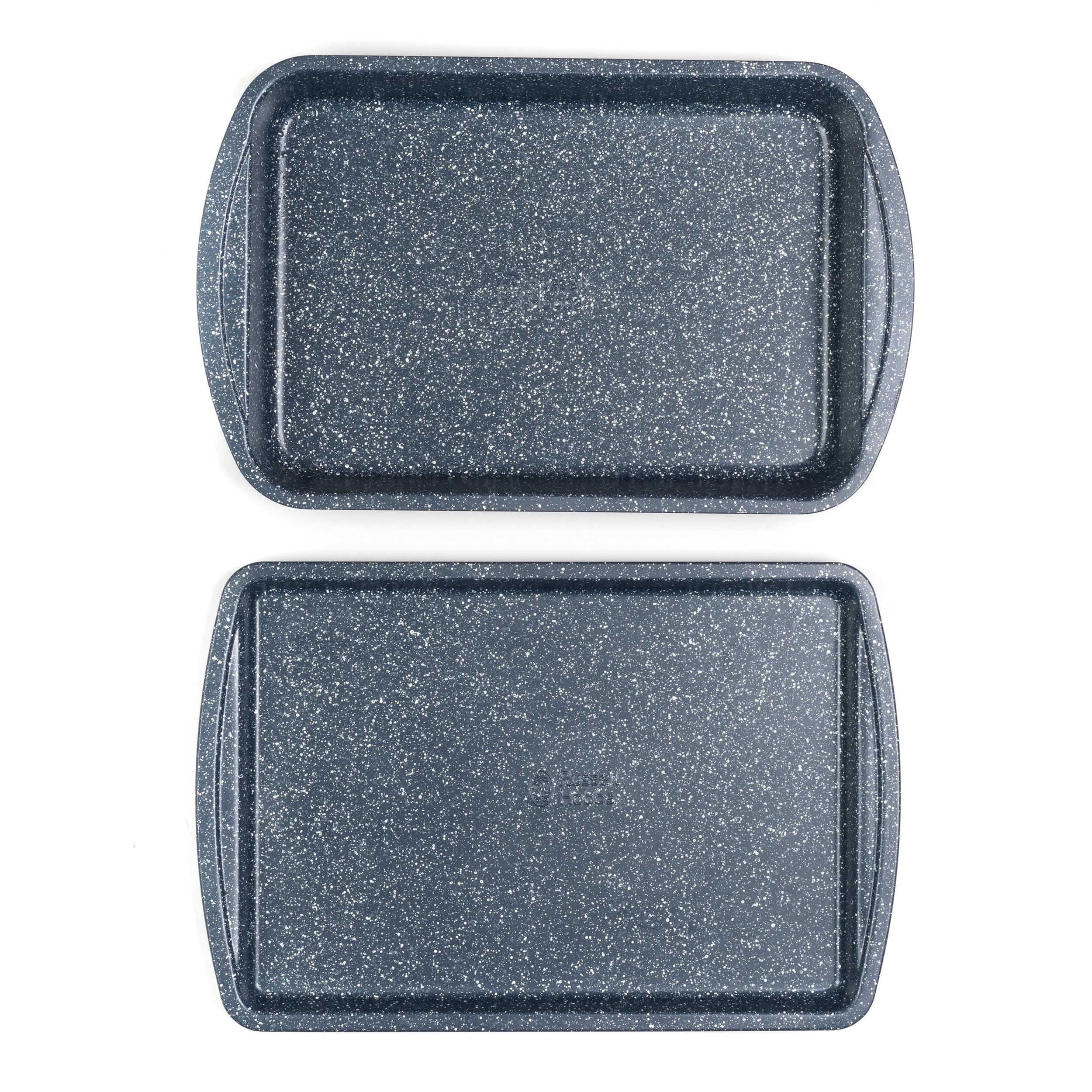 Russell Hobbs 2pc Nightfall Tray Set - Non-Stick Stone Oven Baking & Roasting Tray, 38cm Oven Baking Sheet & Roaster, Oven Safe to 220°C, Easy Clean, Blue Marble Carbon Steel
