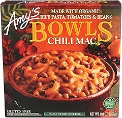 Amy's Frozen Meals, Chili Mac and Cheese Pasta Bowl, Made with Organic Rice Pasta, Tomatoes and Beans, Gluten Free, 9 oz.