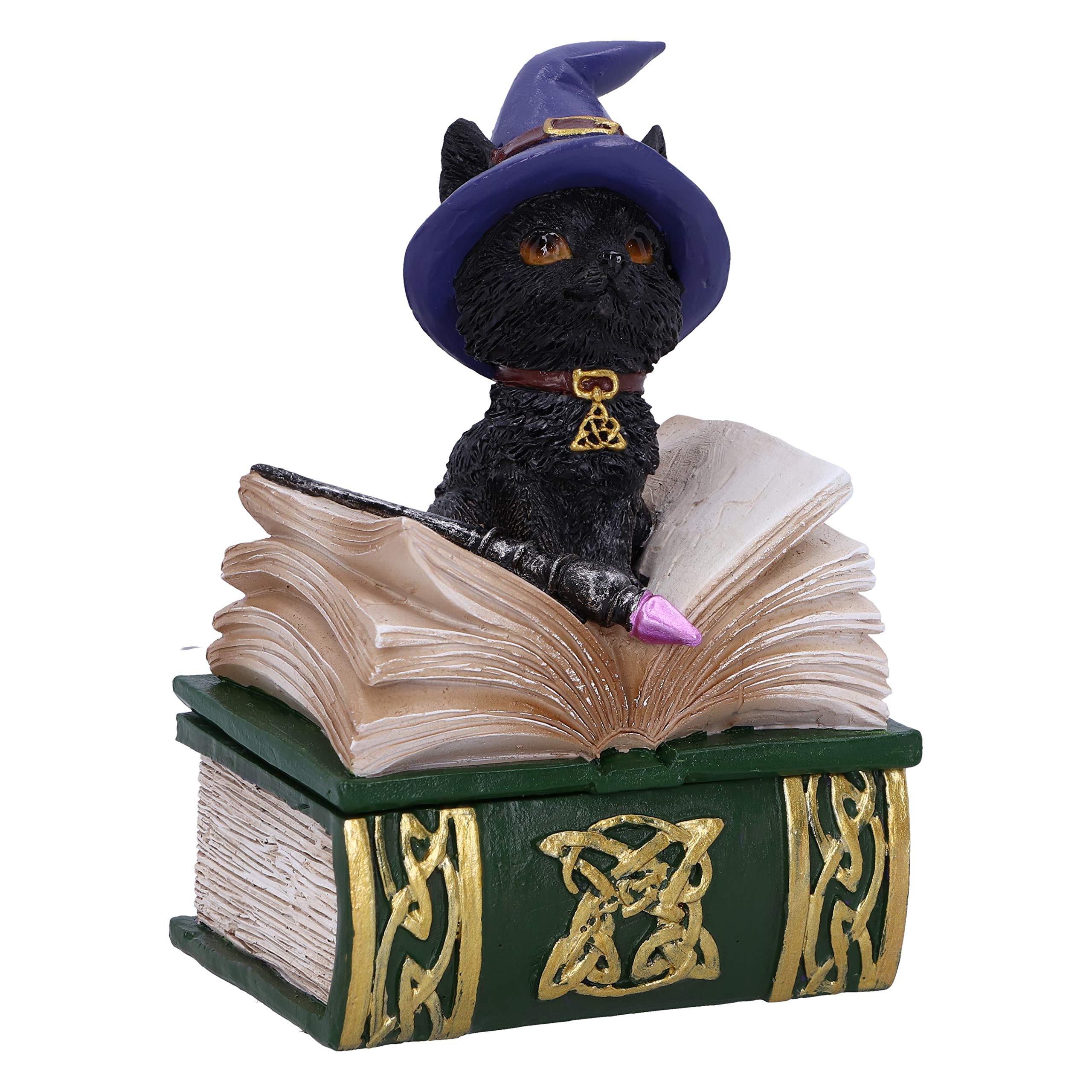 Binx Small Witches Familiar Black Cat and Spellbook Figurine Box