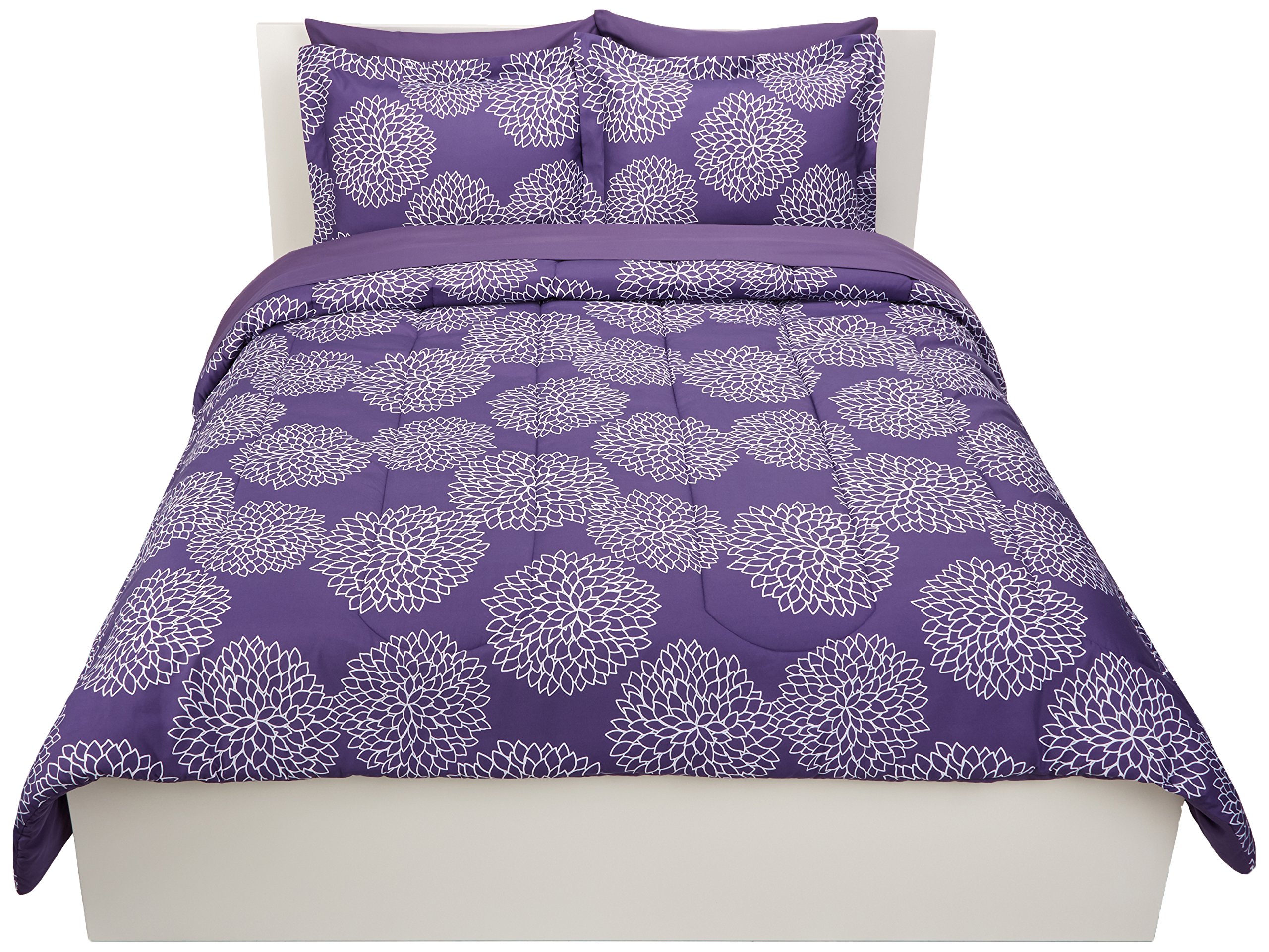 AmazonBasics 7Piece BedInABag Full/Queen, Purple Floral