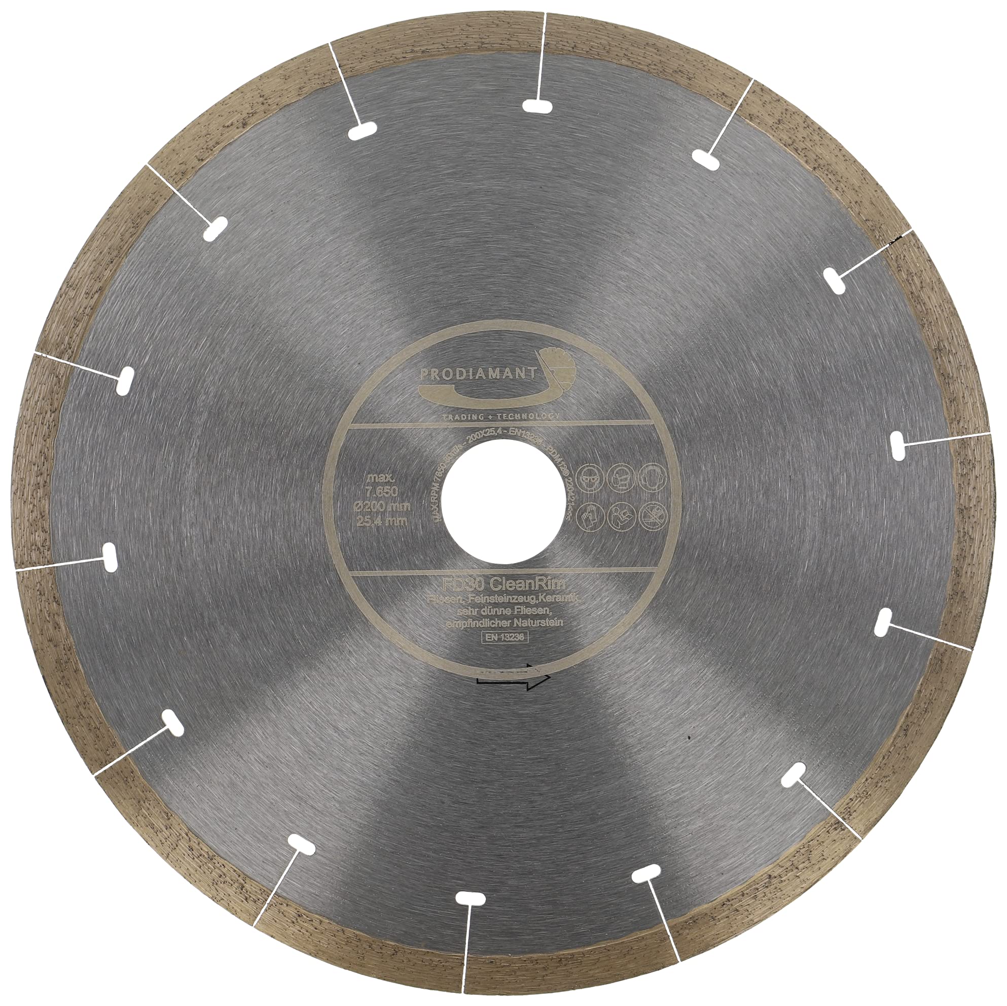 PRODIAMANT FD30 CleanRim Diamond Saw Blade 200mm for Thin Porcelain Stoneware, Natural Stone, Marble, Slate, Granite