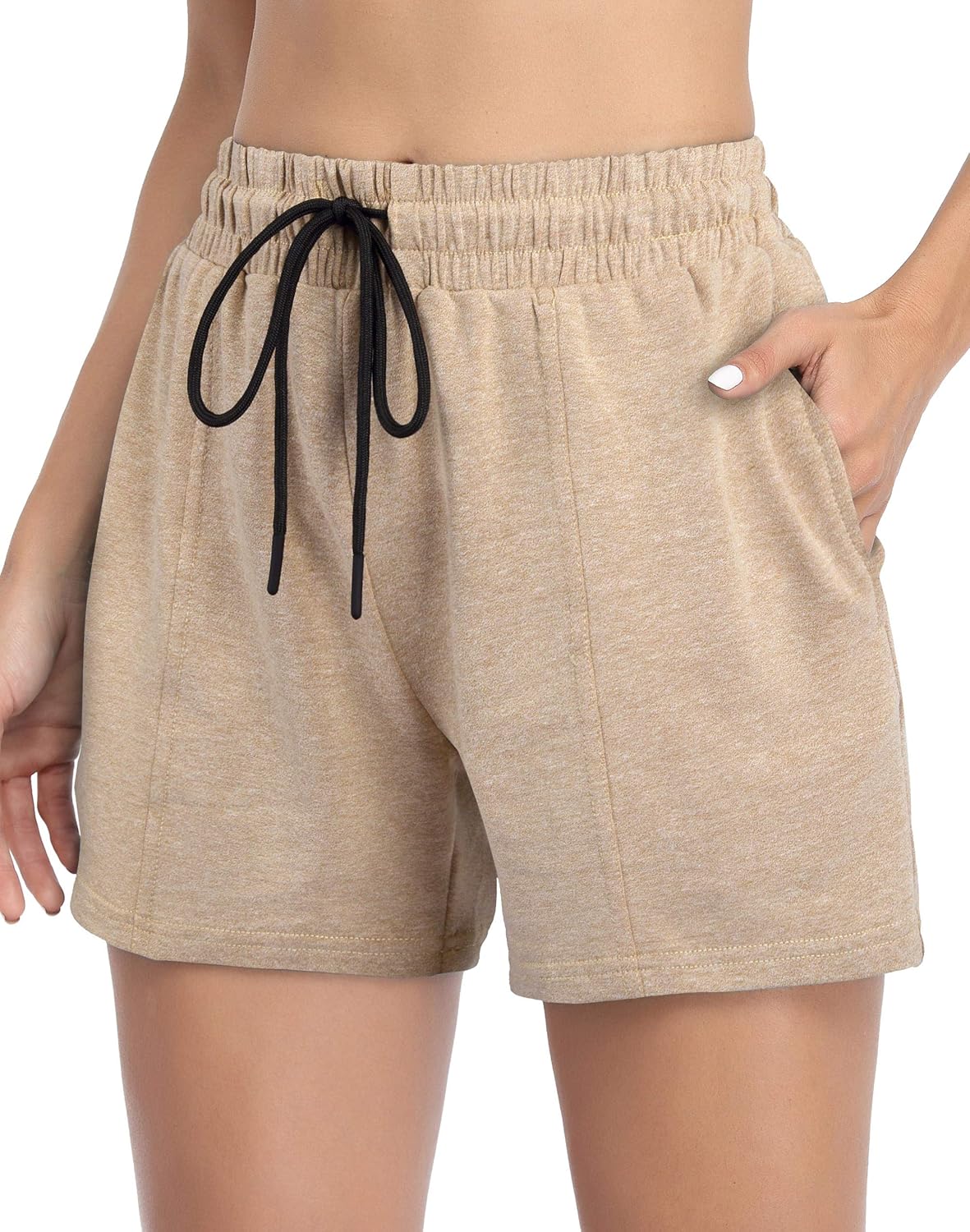 SeSe Code Womens Drawstring Elastic Waistband Workout Sport Shorts with Pockets: Clothing