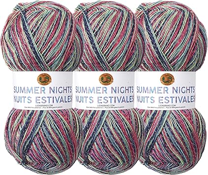 (3 Pack) Lion Brand Yarn 512-311 Summer Nights Bonus Bundle Yarn, Stargazing