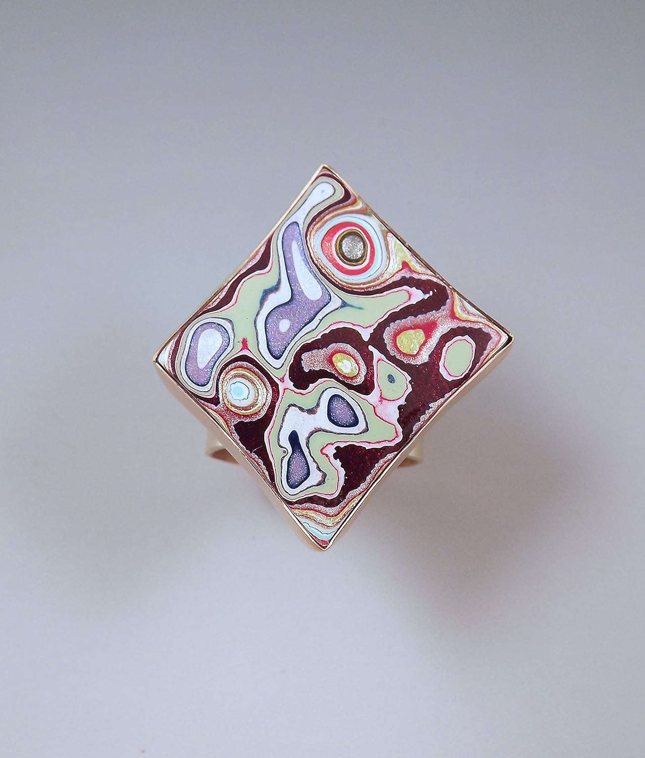 Amazon Com Fordite Detroit Agate 1970 S Groovy Colors Golden Statement Ring Fordite Ring Handmade