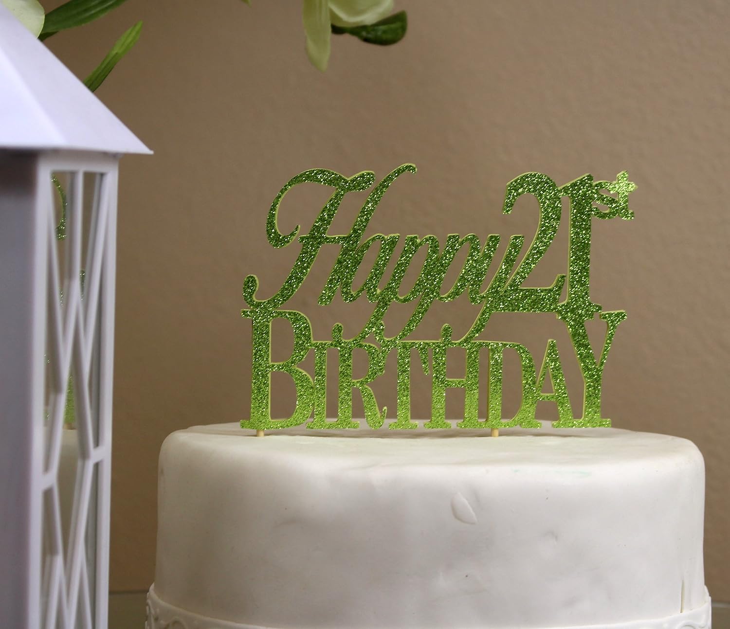 All About Details Lime Green Happy21stbirthday Cake Topper, 6 x 8 Kitchen & Dining