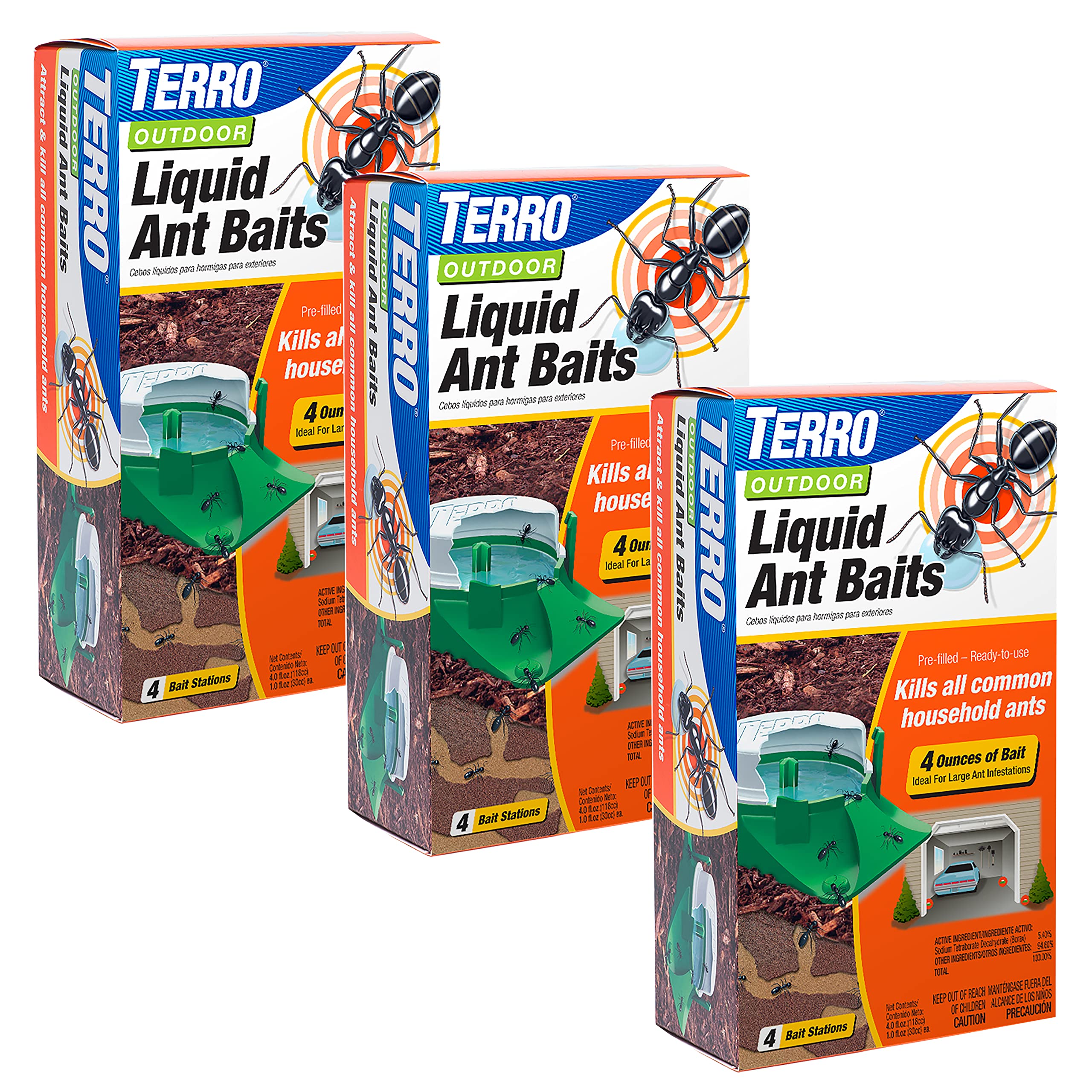 Photo 1 of TERRO T1804-3SR Outdoor Ready-to-Use Liquid Ant Bait Killer and Trap - Kills Common Household Ants - 12 Bait Stations