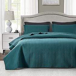 Maple&Stone Quilt Set Queen Size, Lightweight Teal