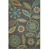 Maples Rugs Reggie Floral Kitchen Rug - Made in USA - Washable, Non Slip Indoor Carpet for Entryway, Foyer, Kitchen, and Bath