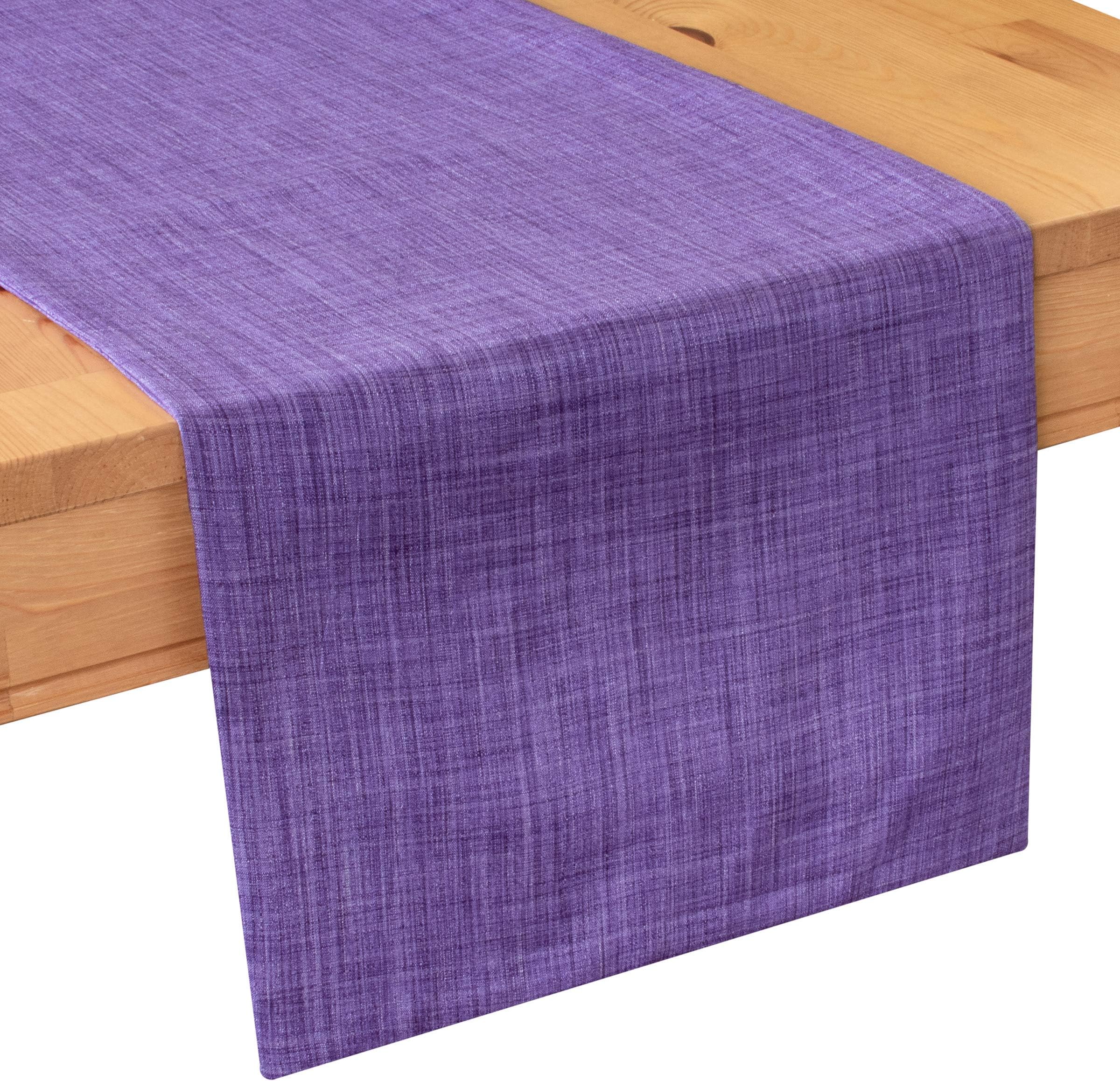 The White Petals Purple Coffee Table Runners (13x36 inch, Pack of 1) Fabric Lined | Properly Finished, No Fray Edges | for Home, Kitchen, Dining Room, Holiday, Wedding Party Décor