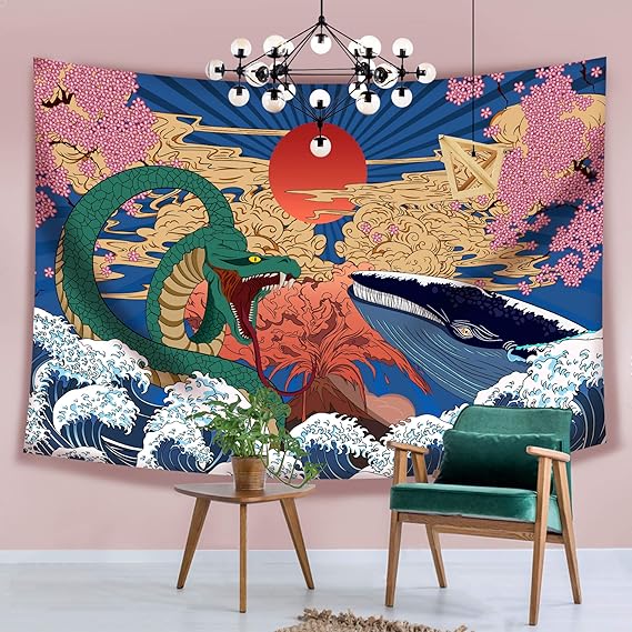 Hexagram Aesthetic Japanese Tapestry Wall