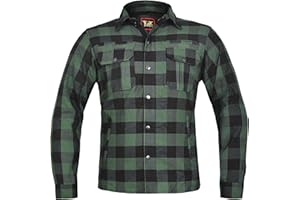 TIGER MOTO Armored Motorcycle Flannel Jacket for Men – CE-Approved Riding Shirt with Removable Armor for Riders