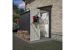 GLANZEND 8x4 Ft Metal Outdoor Storage Shed, Lean to Storage Shed, Garden Tool Storage House with Lockable Door and 2 Air Vents Waterproof for Outside Backyard, Patio, Lawn, Black