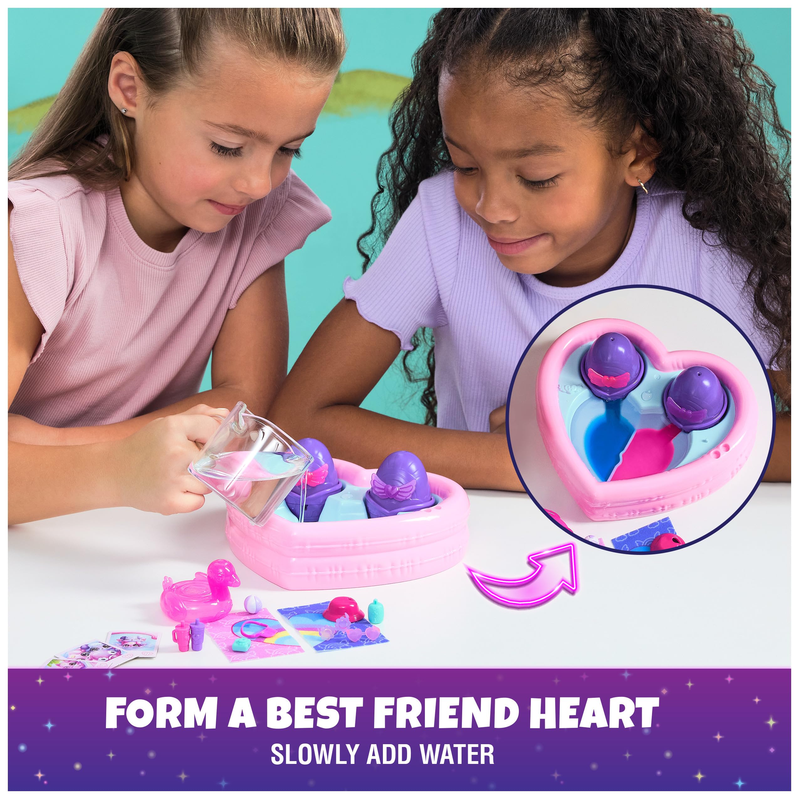 Hatchimals Alive, Neon Rainbow Bestie Pool Party with 2 BFF Figures in Color Reveal Eggs, 14 Accessories, Gifts & Stocking Stuffers for Girls & Boys Ages 3 & up