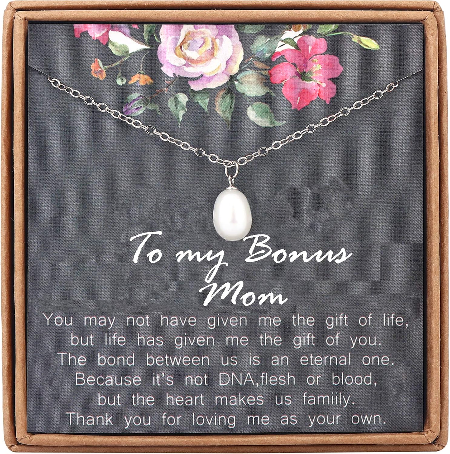 Step Mum Necklace Initial Birthstone 