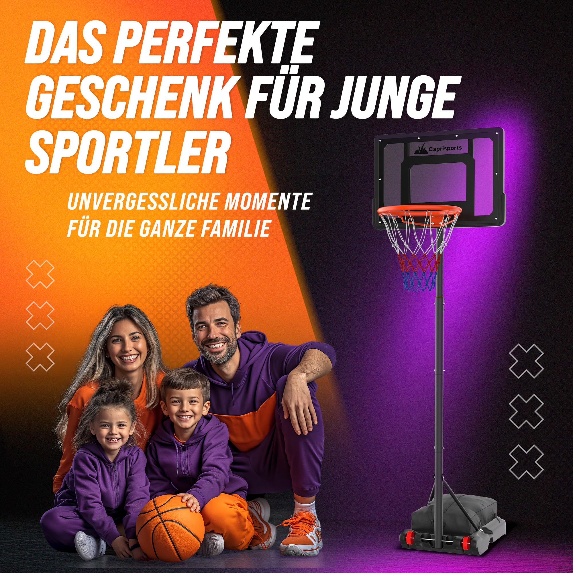 Basketballkorb Outdoor [mit Sandsack & Ball] – Basketball Korb höhenverstellbar – Wetterfester Basketballkorb mit Ständer – Basketballkörbe für Kinder und Erwachsene - Basketball Hoop – 210 cm 3