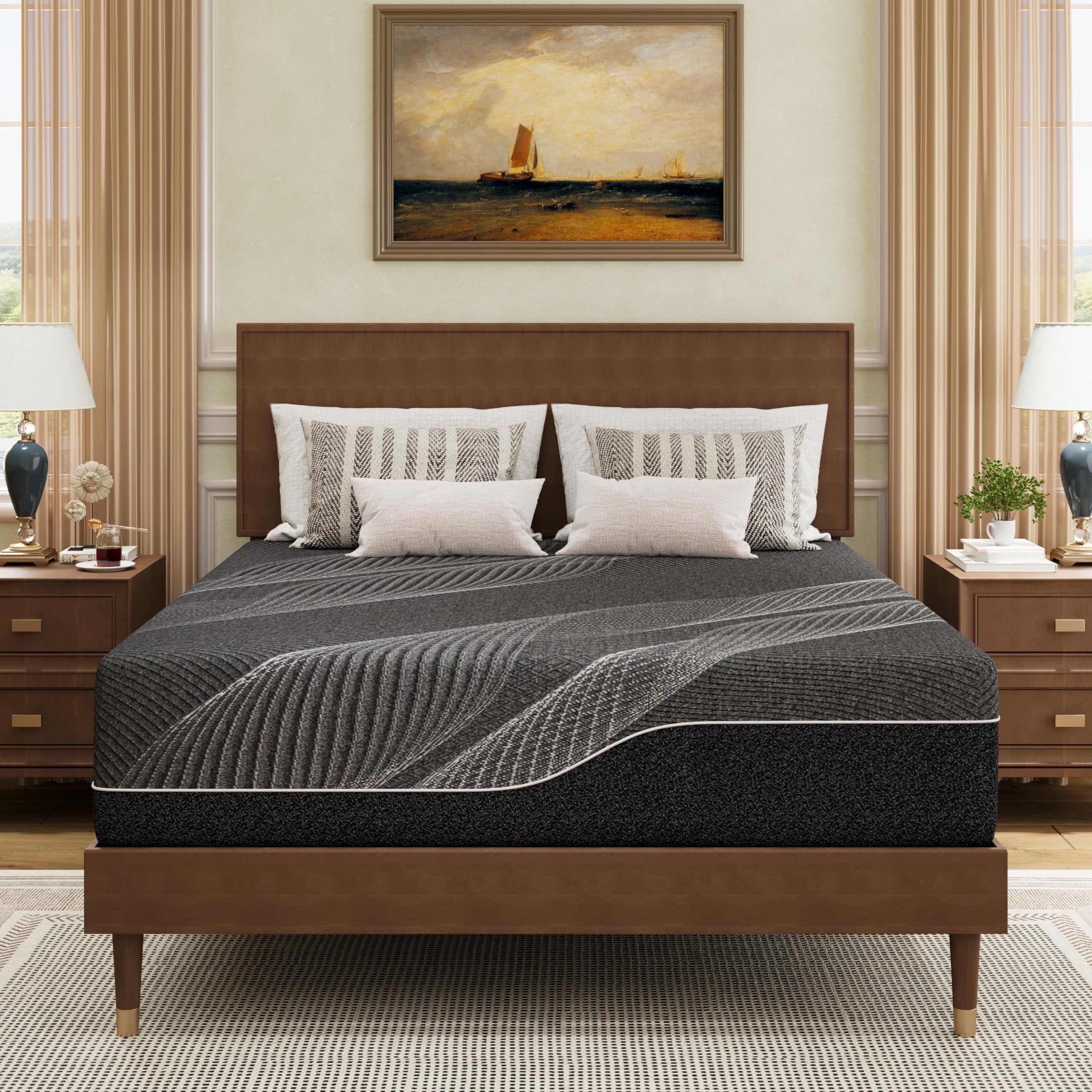 Dyonery King Mattress 14 Inch Charcoal Gel Memory Foam in a Box, CertiPUR-US Certified, Fiberglass Free, Cooling Double Mattress, Made in The USA of US Foam, 80" × 76" × 14", Medium Image Dyonery King Mattress 14 Inch Charcoal Gel Memory Foam in a Box, CertiPUR-US Certified, Fiberglass Free, Cooling Double Mattress, Made in The USA of US Foam, 80" × 76" × 14", Medium Image