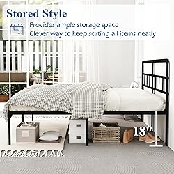 DiaOutro King Size Bed Frame with Headboard, 18