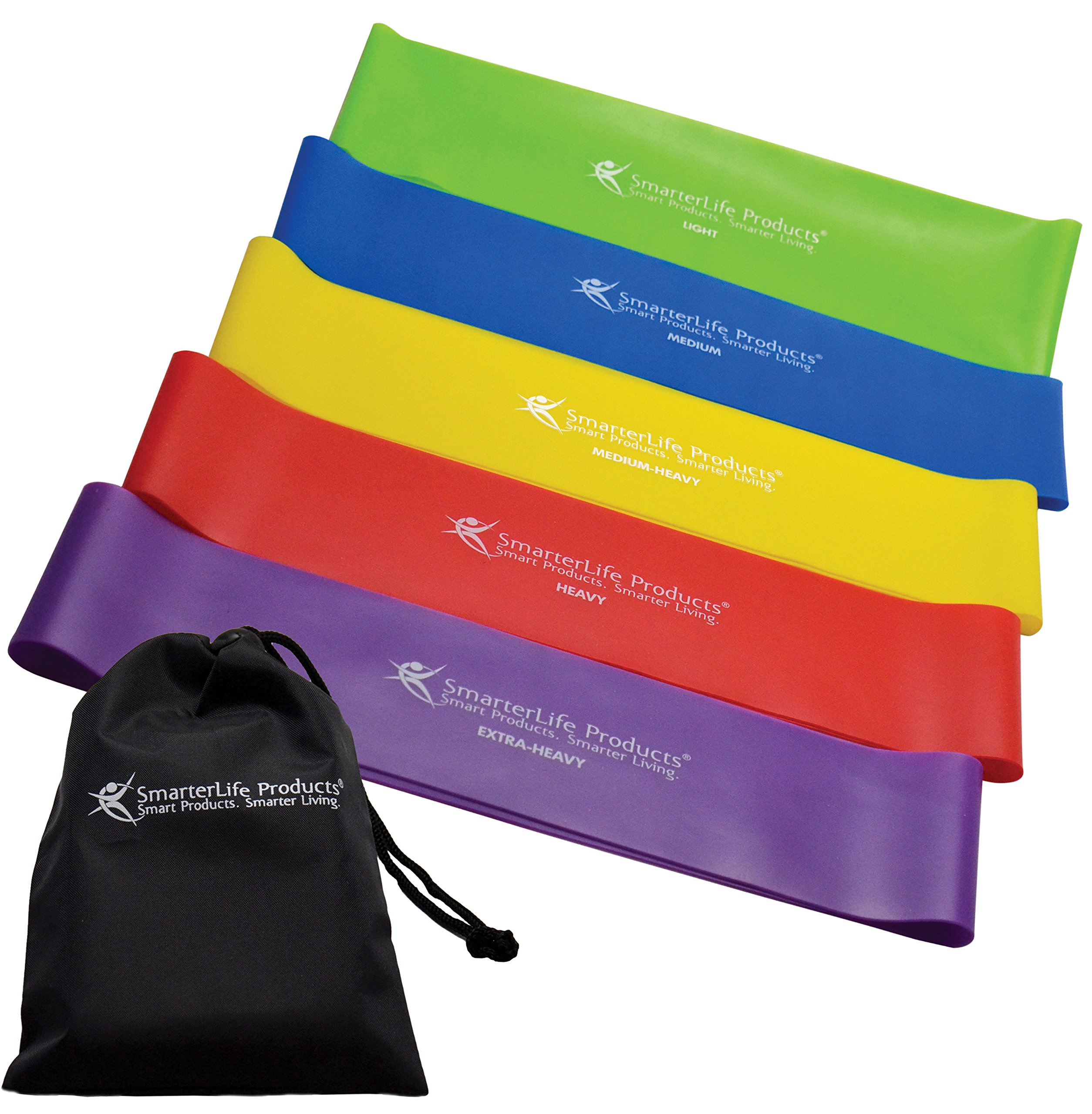 Resistance Bands by SmarterLife 5 Extra Wide Exercise Bands for