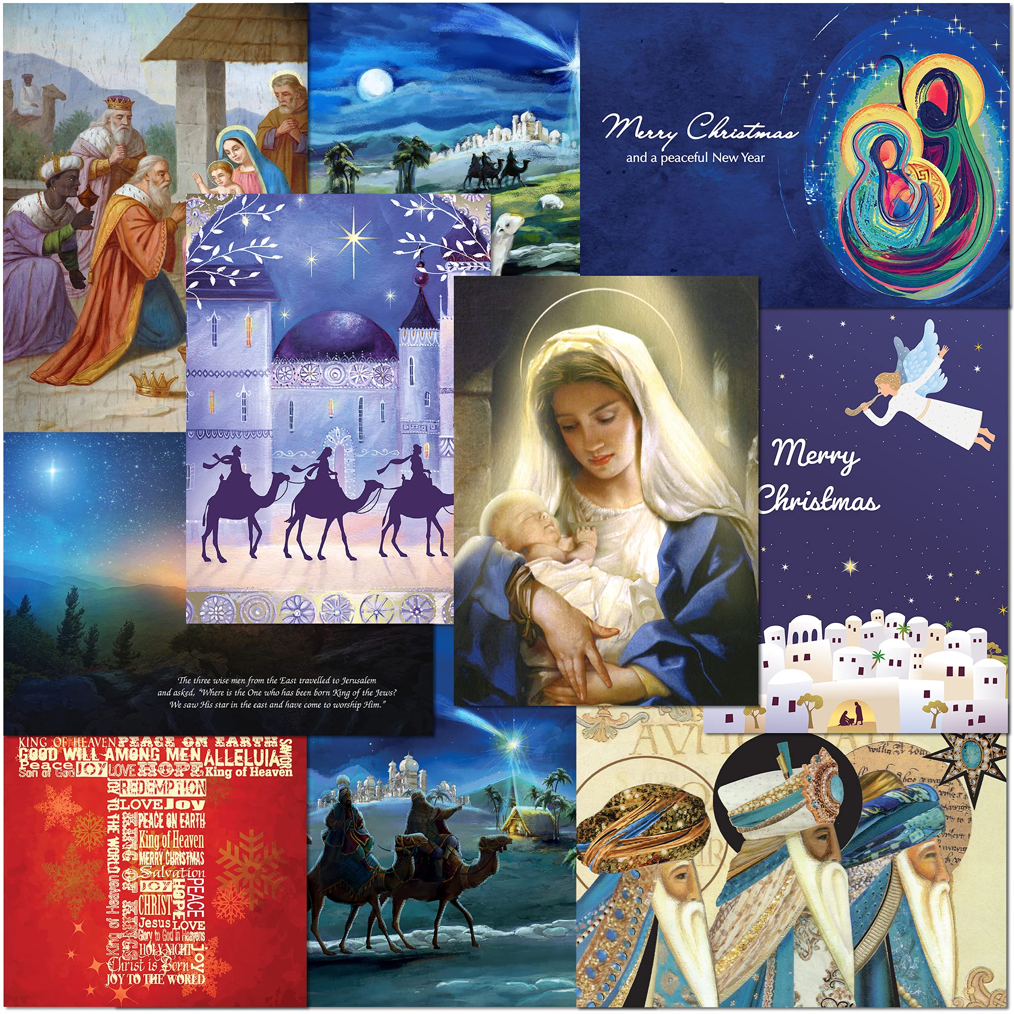 Olivia Samuel Pack of 10 Premium Christian Religion Christmas Cards from A5 Standard Size with Peel and Seal Envelopes
