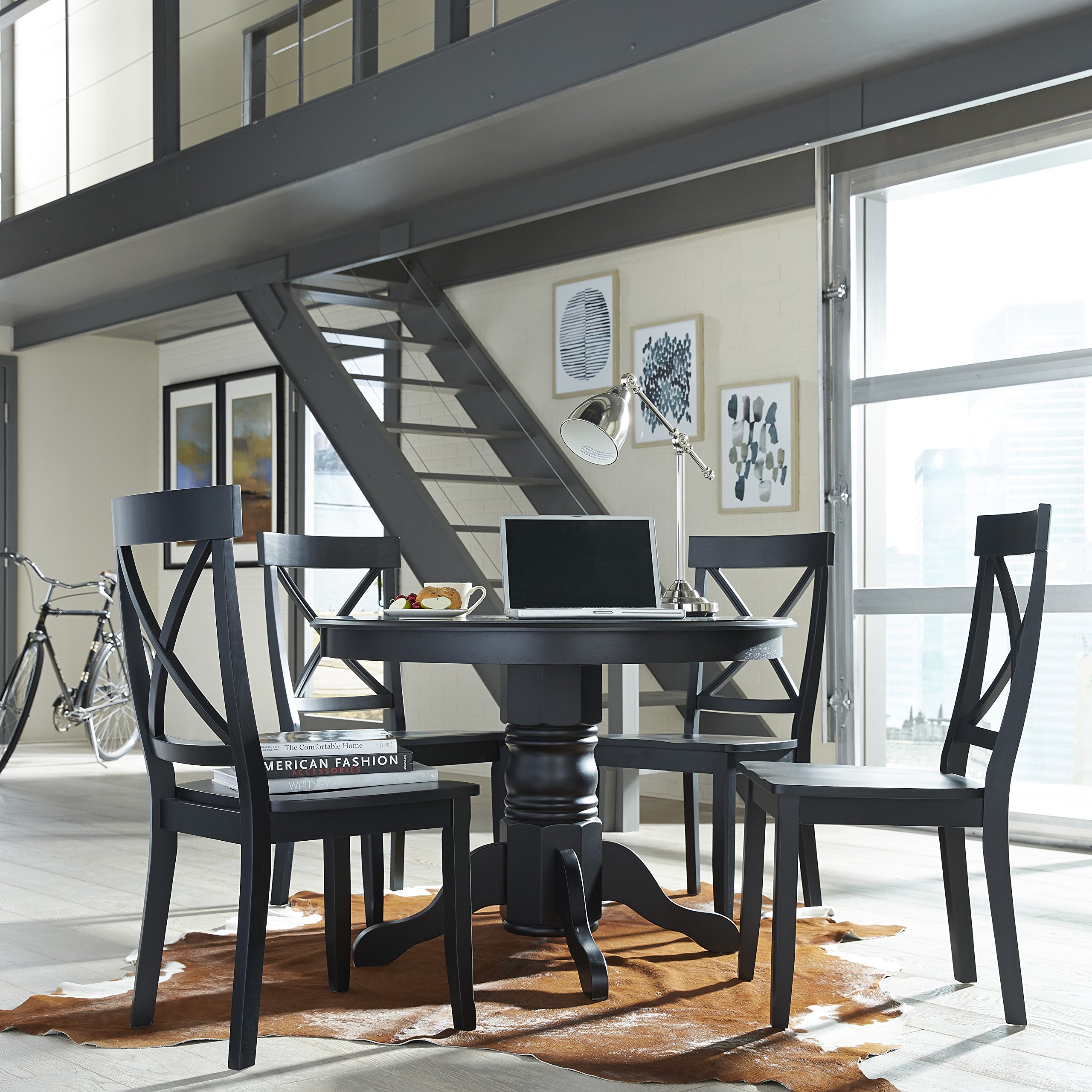 Home Styles 5178-30 Round Pedestal Dining Table, Black Finish