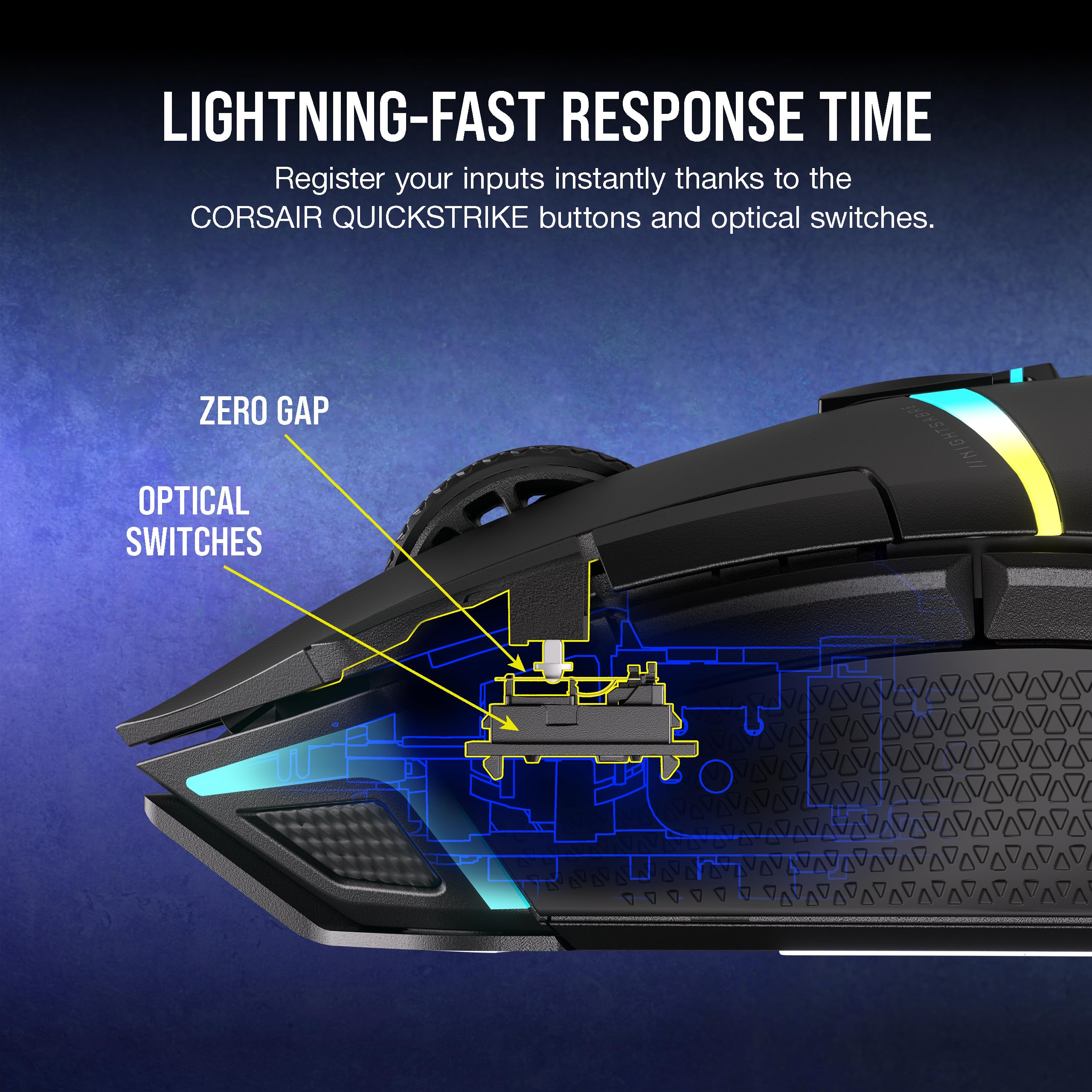 Corsair NIGHTSABRE RGB Wireless Gaming Mouse for FPS, MOBA - 26,000 DPI - 11 Programmable Buttons - Up to 100hrs Battery - iCUE Compatible - Black