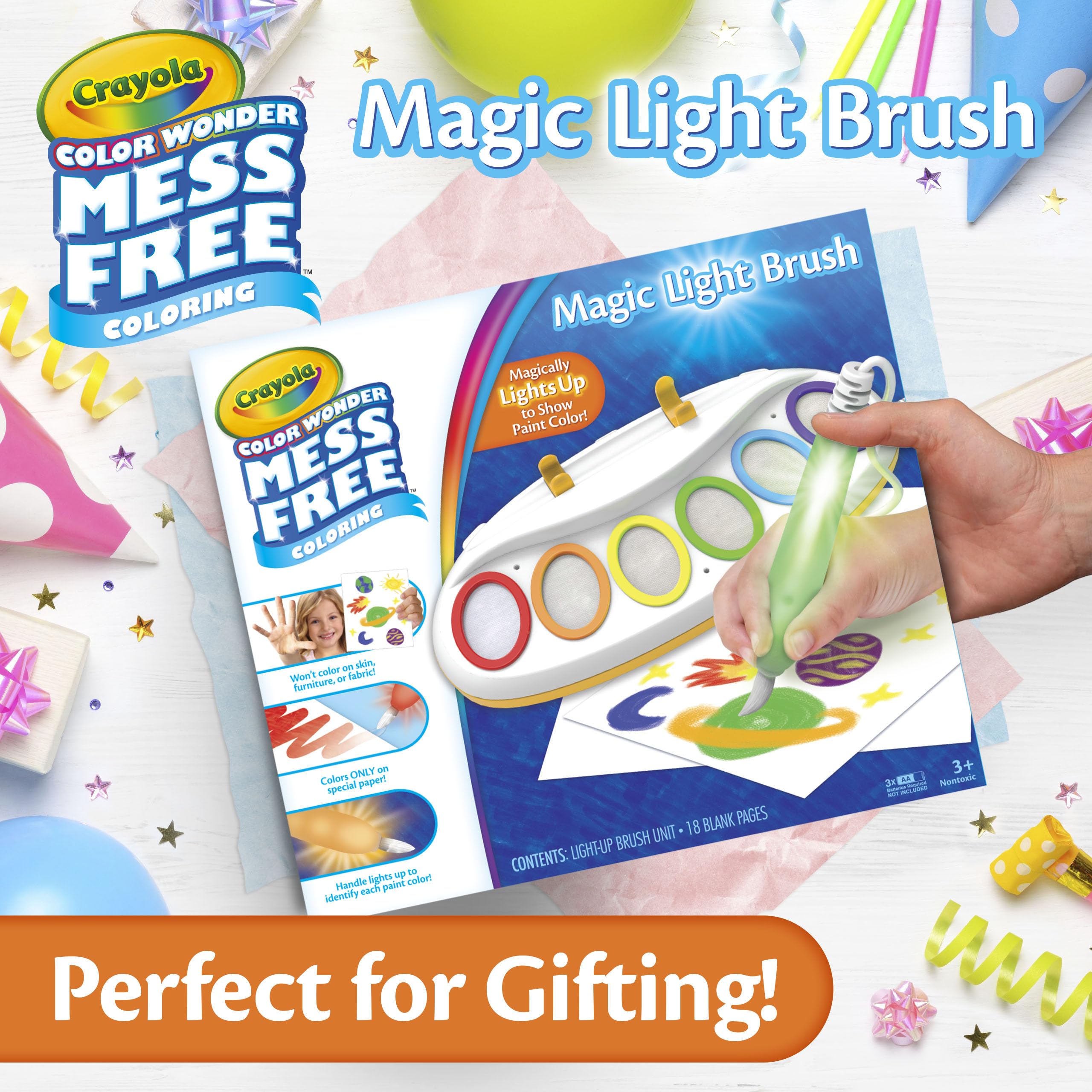 Crayola Color Wonder Magic Light Brush, Mess Free Painting Station for Kids, Toddler Toys & Activities, Holiday & Christmas Gifts for Kids, Ages 3+