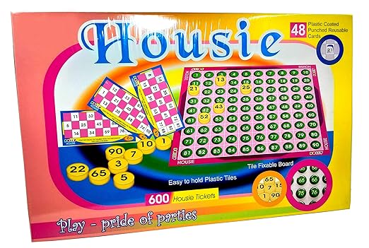 TOYMANIA Big Size HOUSIE Board Game for Kids, Family and Friends. | FIXABLE Game Board. | 600 HOUSIE Tickets and 48 Different Reusable Cards. | Perfect Game for Parties and Everyone.