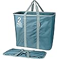CleverMade Collapsible Laundry Caddy, Teal 2PK - 64L (17 Gal) Large Foldable Laundry Basket with Sturdy Pop-Up Wire Frame and Long Carry Handles - Space-Saving, Collapsible Laundry Basket