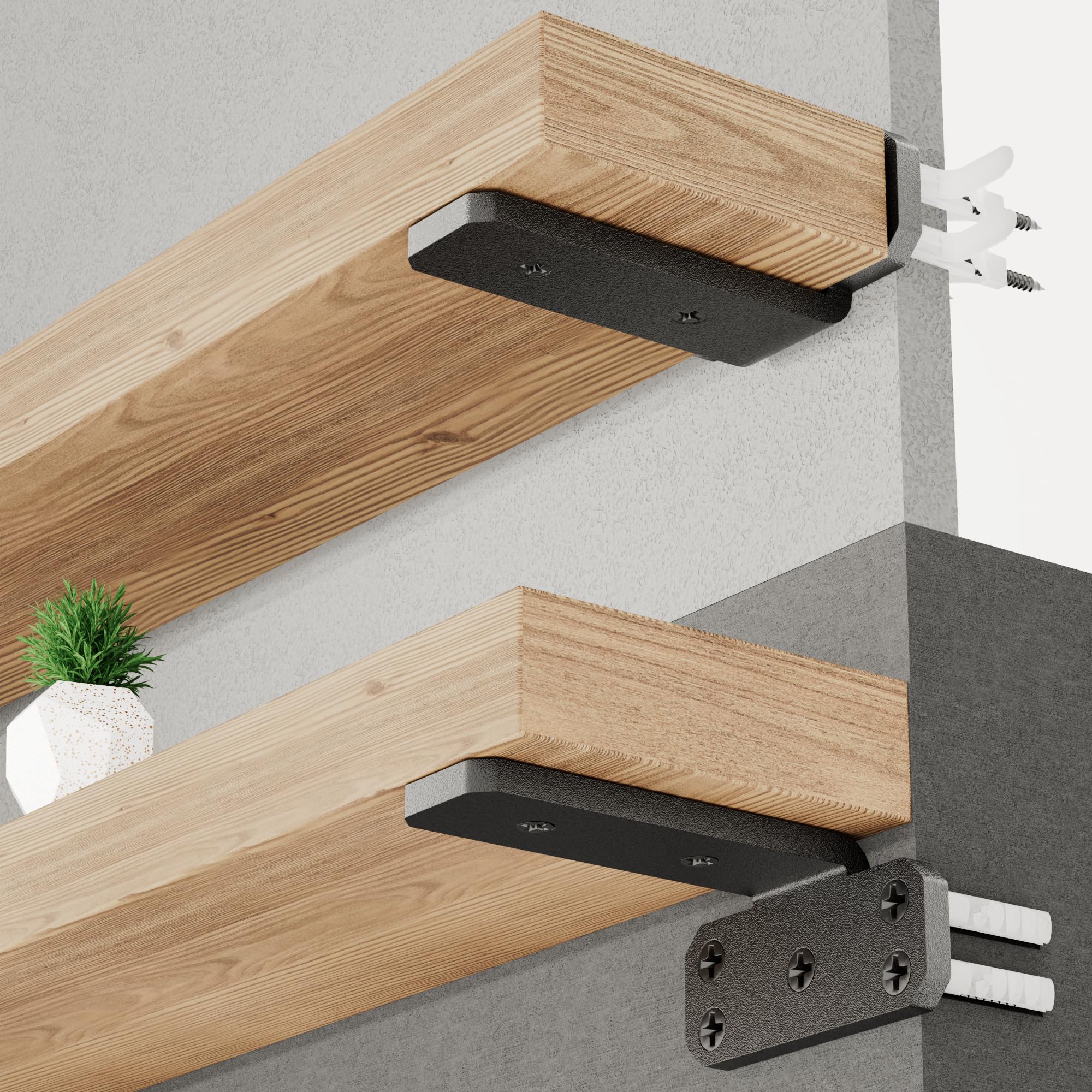 Photo 1 of SKYSEN 12 Pack 4" Floating Shelf Bracket, Shelves Brackets, Wood Shelving Brackets Hardware - Heavy Duty - 4/6/8/10/12 inch - Real Hidden Bracket Design?tzj4-12?