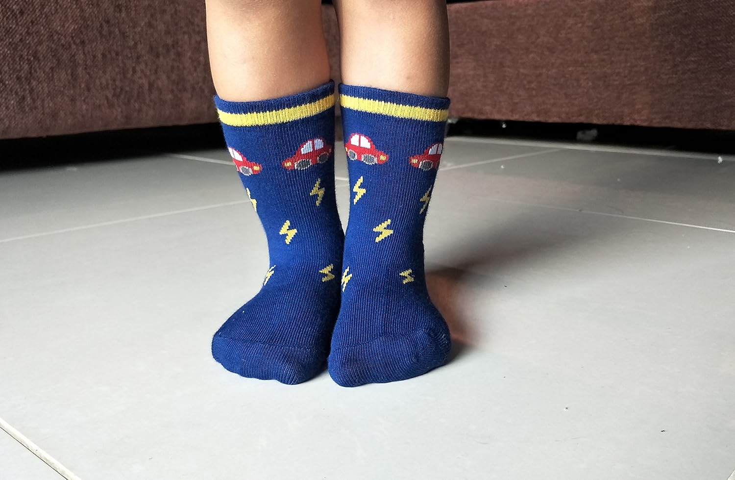RATIVE RB-71317 Non Skid Anti Slip Slipper Cotton Striped Crew Dress Socks with Grips for Baby Toddler Boys: Clothing