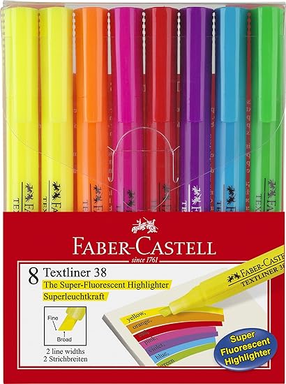 Faber-Castell A.W. 158131 - Textmarker Textliner 38, 8er Etui, sortiert