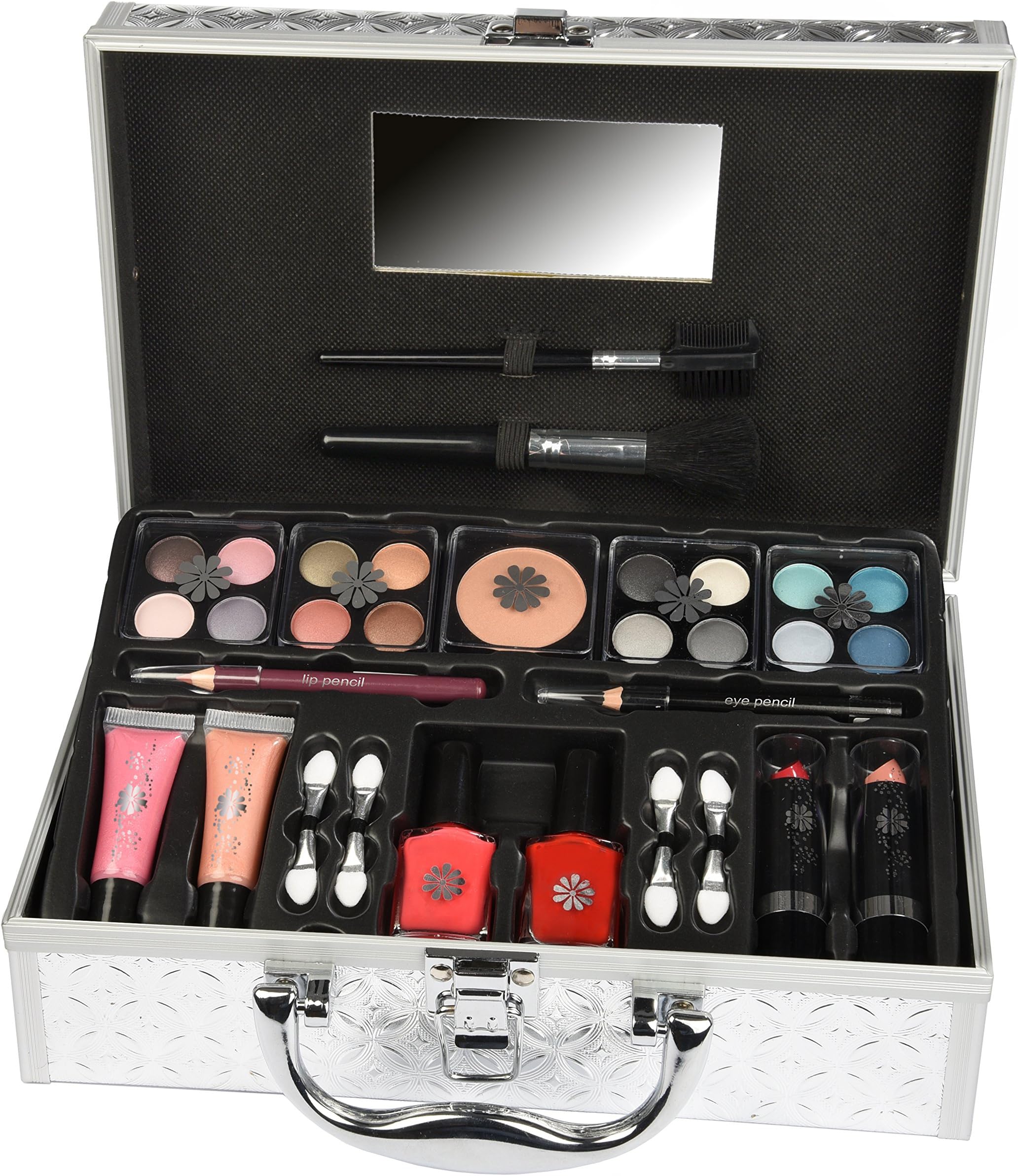 BriConti Silver Vanity Case, 33 Piece