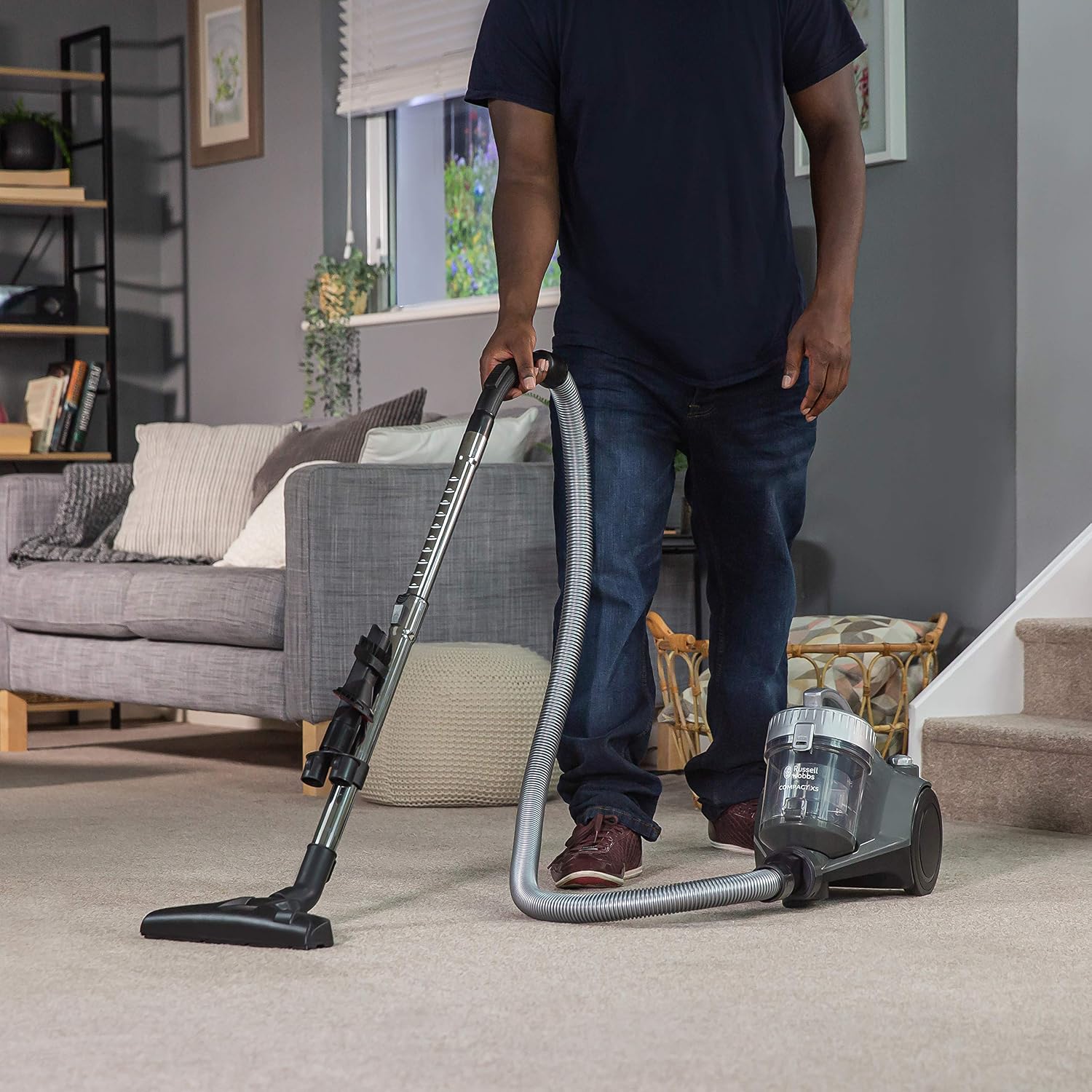 Russell Hobbs® Compact XS Bagless Cylinder Vacuum Cleaner Lightweight 700W, 1.5L, Grey & Silver, Triple Filtration - Image 4