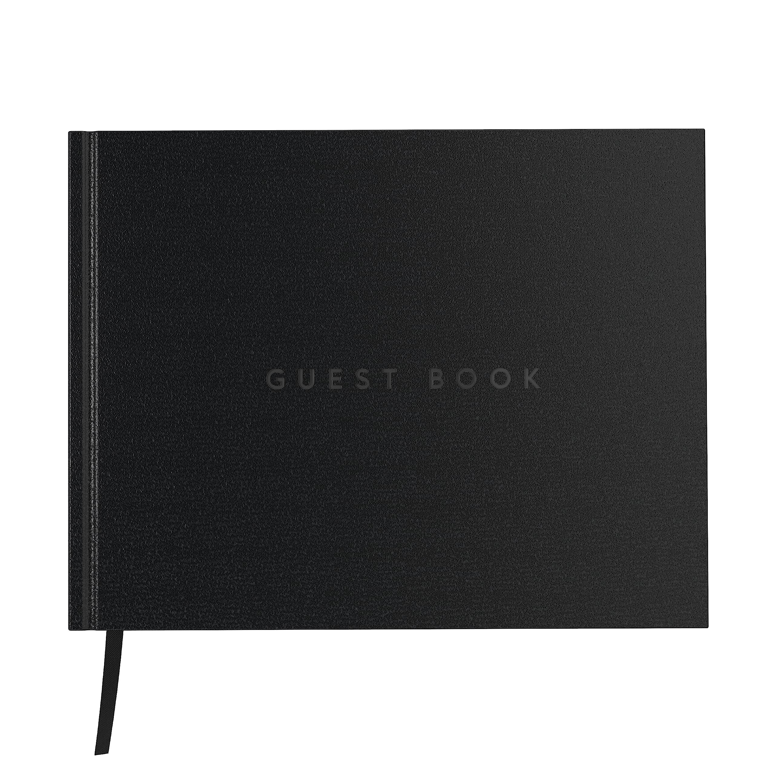 Useful Co. Guest Book, Use as Wedding Guest Book, Guest Book for Party, Sign in Book, Visitor Book, Funeral Guest Book, Leather Cover, 112 Pages, 24.9 x 19.8 cm - Black