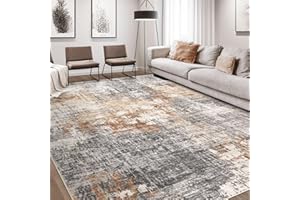 DMOYEST Area Rug Living Room Rugs - 8x10 Washable Large Soft Indoor Neutral Modern Abstract Low Pile Rug Carpet for Bedroom Dining Room Farmhouse Home Office - Grey Brown