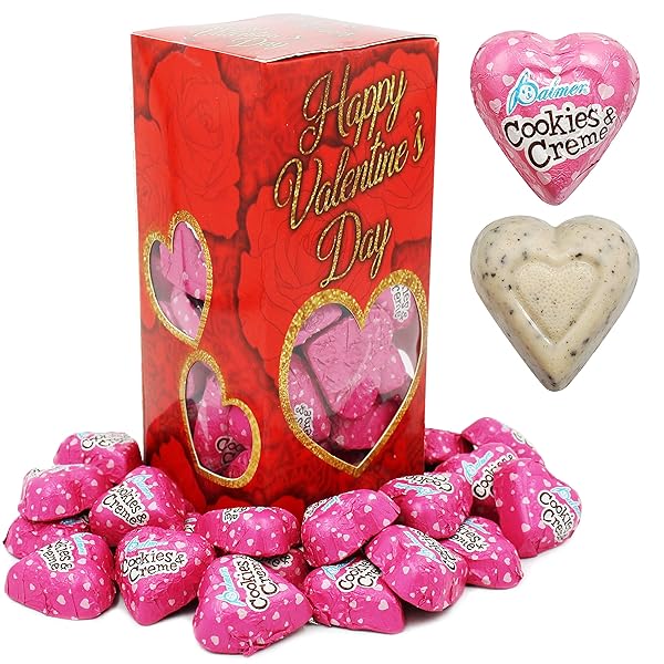 FRUIDLES VALENTINE’S MILK CHOCOLATE COOKIES & CREAM HEARTS, CREAMY CHOCOLATY HEARTS, HOLIDAY TREATS, INDIVIDUALLY WRAPPED FOILS, KOSHER CERTIFIED DAIRY (40 COUNT, 1 POUND)