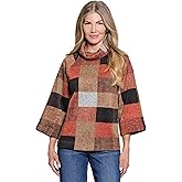 Ali Miles Women's Woven Pop-Over Tunic Stand Collar Three Quarters Sleeves