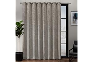 EXCLUSIVE HOME CURTAINS Exclusive Home Forest Hill Patio Woven Room Darkening Blackout Grommet Top Single Curtain Panel, 108"x84", Natural