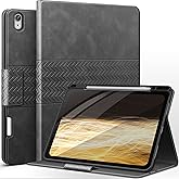auaua Case for iPad Air 13 Inch (2025/2024) M3/M2, PU Leather Case with Pencil Holder, Supports Pencil Pro and Pencil (USB-C), Adjustable Angles, Auto Sleep/Wake (Grey)