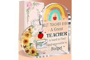 Petitian Gift Ideas for Women Clear Heart Acrylic Presents Paperweight Keepsake for Mother's Day Birthday Anniversary Christmas Thanksgiving Christmas Easter (Forget Teacher Gift)